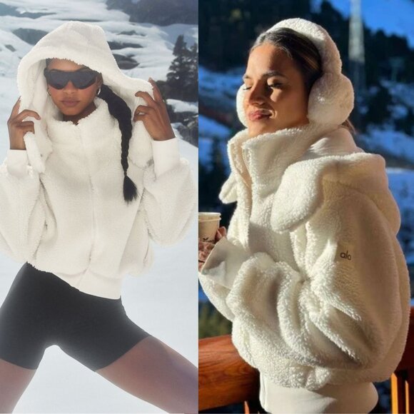 Alo Yoga Foxy Sherpa Ivory Hooded Fleece Jacket Size XS - Picture 13 of 13